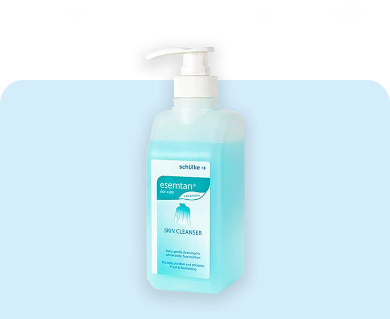 a bottle of esemtan skin cleanser with a white lid